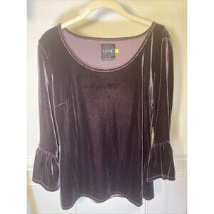 Lysse Womens  Velvet Amethyst Remy Top Bell Sleeve Sz Small